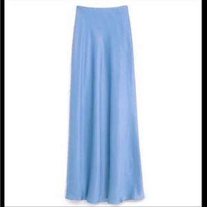 Express high waisted sky blue maxi satin skirt